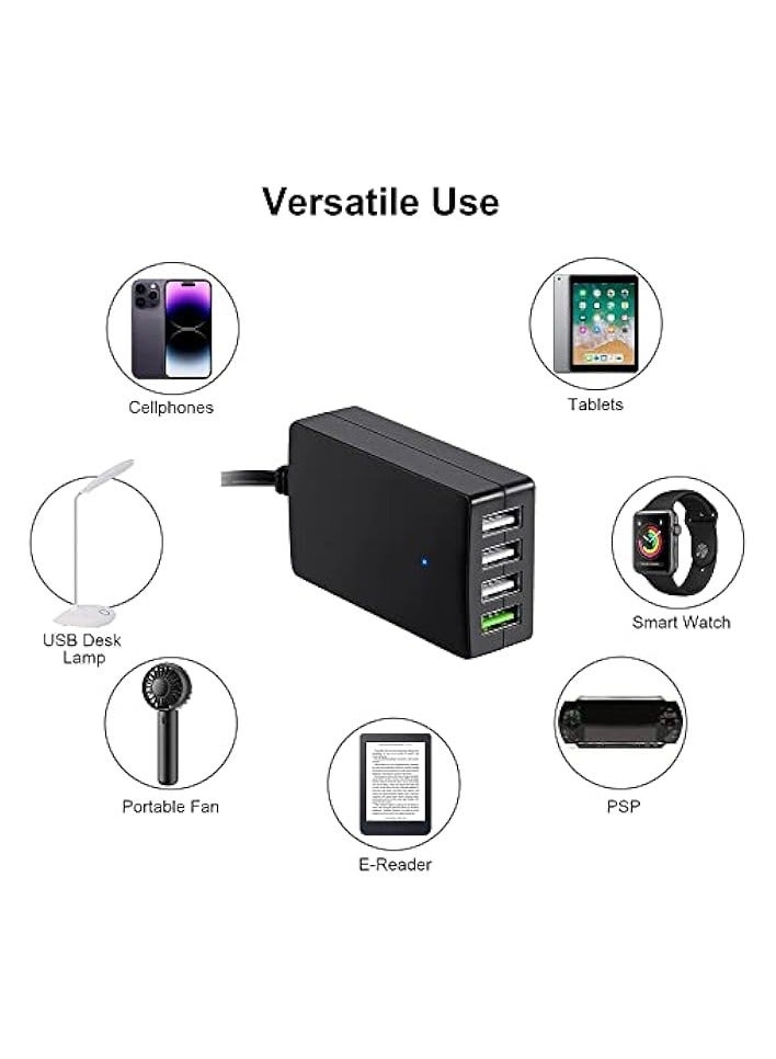erorex DC Converter with Battery Clip, Portable 12V/24B to 5N 4 Port USB Charger Multiport Power Adapter, Automatically Identify Shunt Charging - Image 3