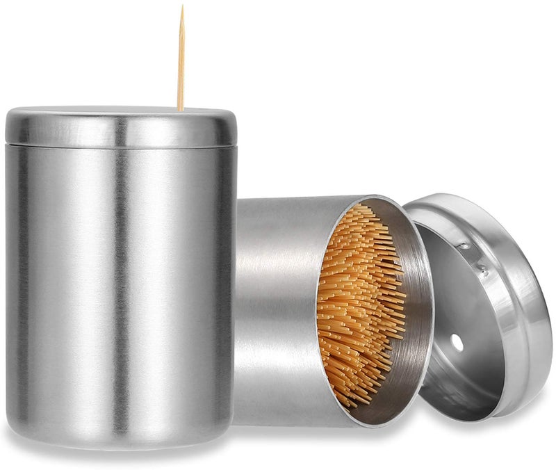 Ayccnh Stainless Steel Toothpick Holder Dispenser  Thickening Tooth Picks Container With 400 Pieces Bamboo Toothpicks For Teeth - Image 1