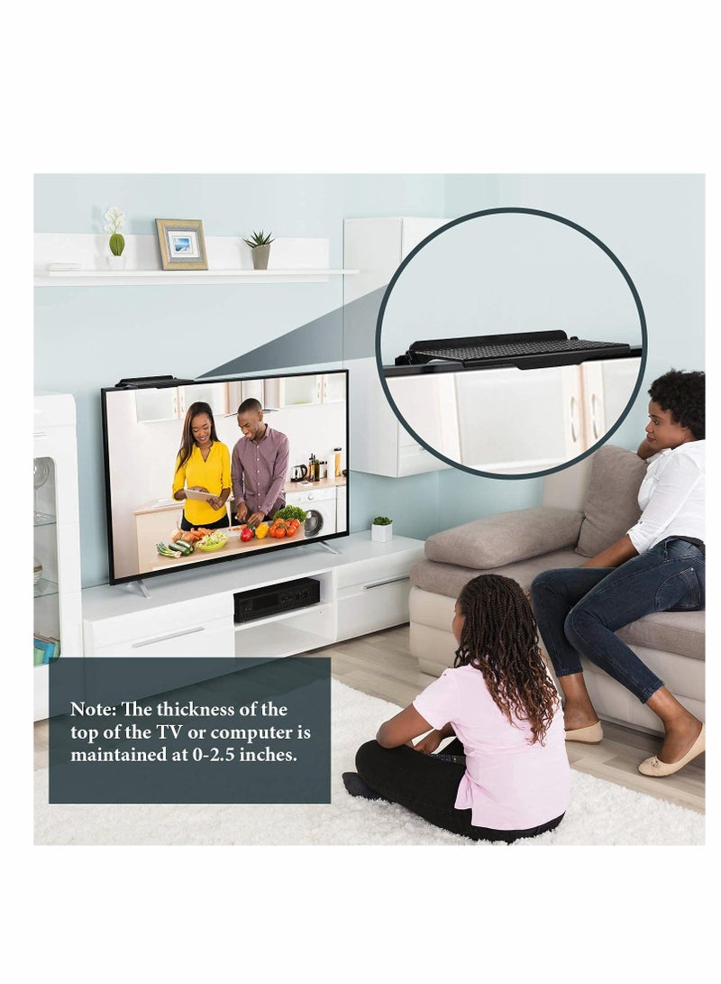 3 Pcs Screen Top Shelf, TV Top Storage Bracket, 2-Leg Adjustable Monitor Top Shelf for Cellphone Stand, Media Boxes, Router, Game Console and Home Decor - Image 2