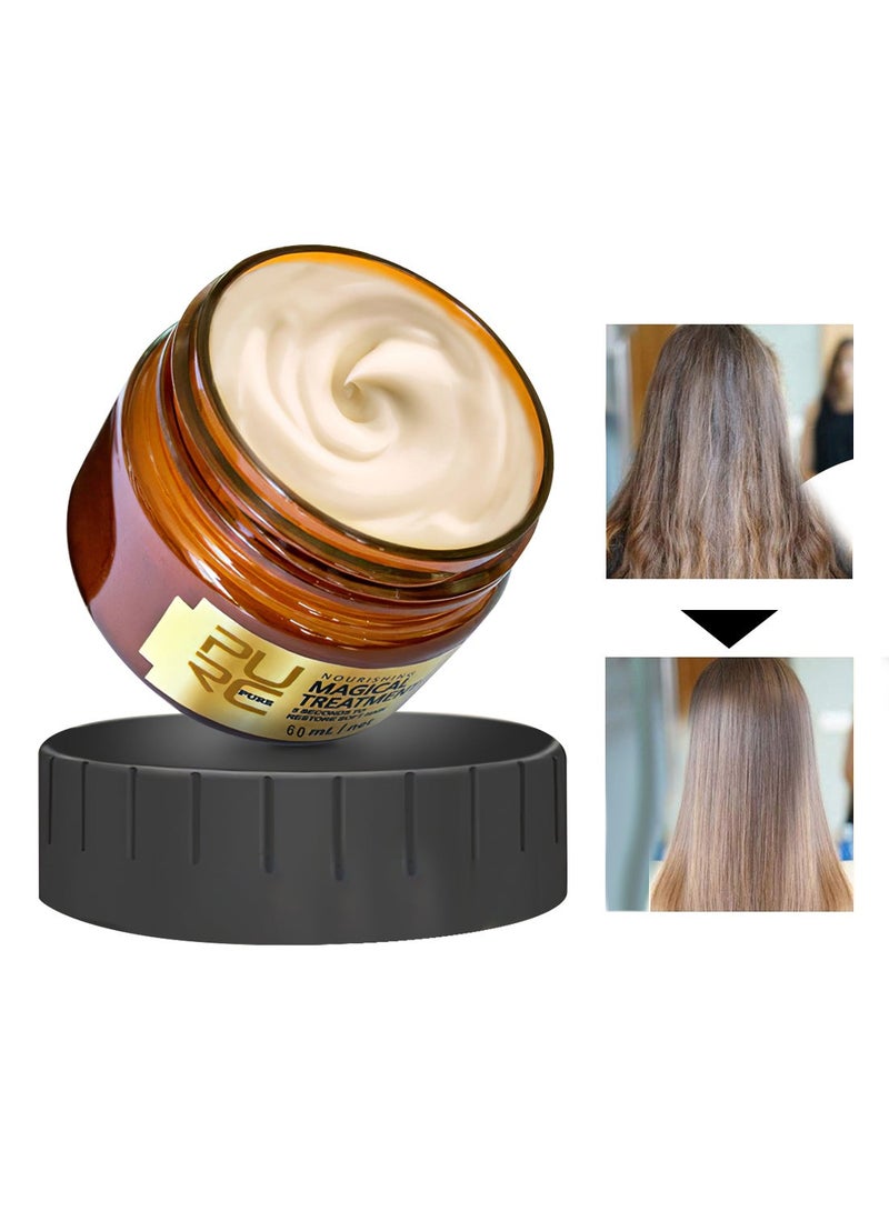 PURC قناع الشعر السحري، قناع ترطيب عميق للشعر، عناية يومية للشعر، علاج إصلاح الشعر التالف، 5 ثواني لاستعادة الشعر الناعم، إصلاح الشقوق والجفاف 60 مل - Image 1