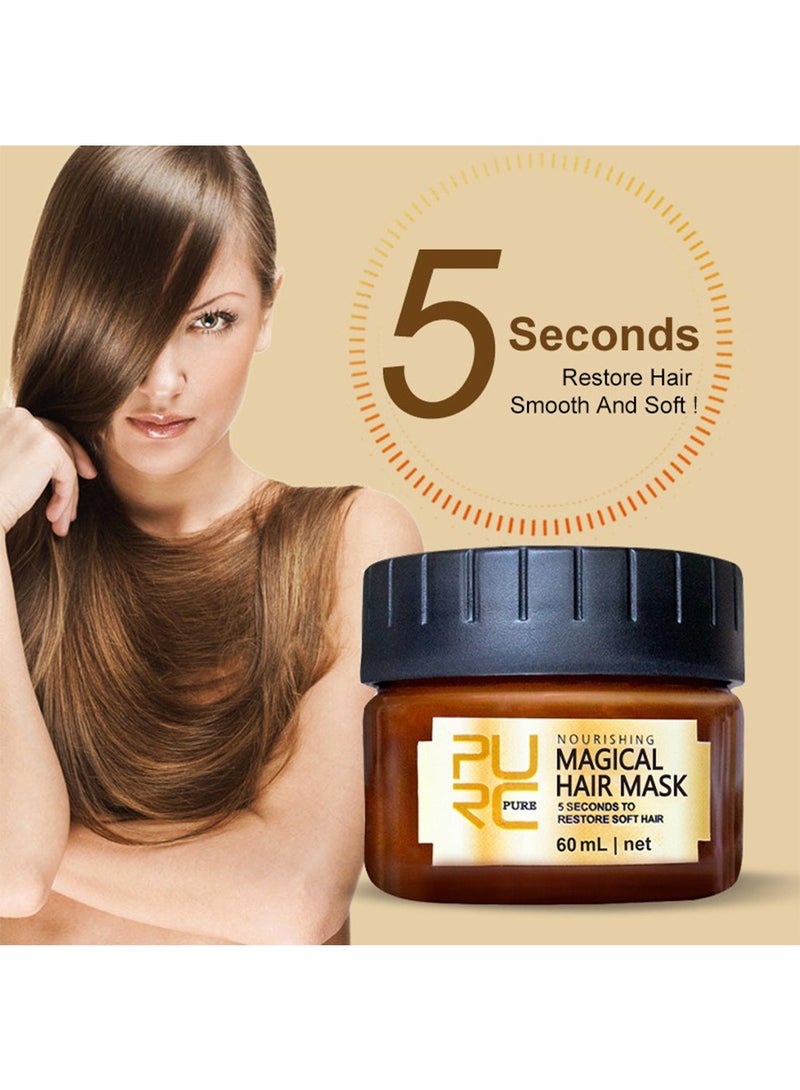 PURC قناع الشعر السحري، قناع ترطيب عميق للشعر، عناية يومية للشعر، علاج إصلاح الشعر التالف، 5 ثواني لاستعادة الشعر الناعم، إصلاح الشقوق والجفاف 60 مل - Image 3