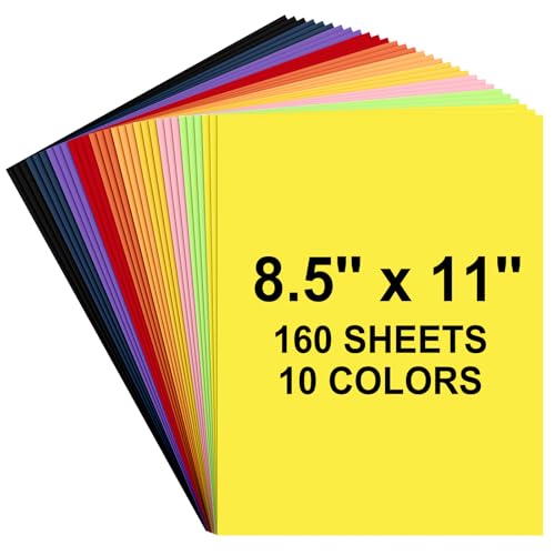 AIFLYAN 160 Sheets Colored Cardstock Paper 8.5 x 11 Color Card Stock for Printer Crafts 8.5 x 11 Assorted Colors Cardstock for Crafts Paper Sheets Colored Printing Card Papers 8.5x11, 180 GSM Card Stock - Image 1