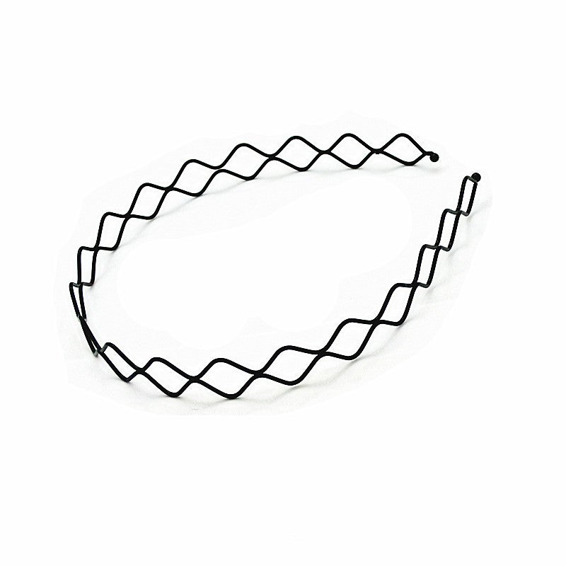 Generic Iron black bottom wave spiral sports head hoop head buckle bath fine hairpin mens and girls universal wash hair hoop wholesale Large 8-shaped single price 