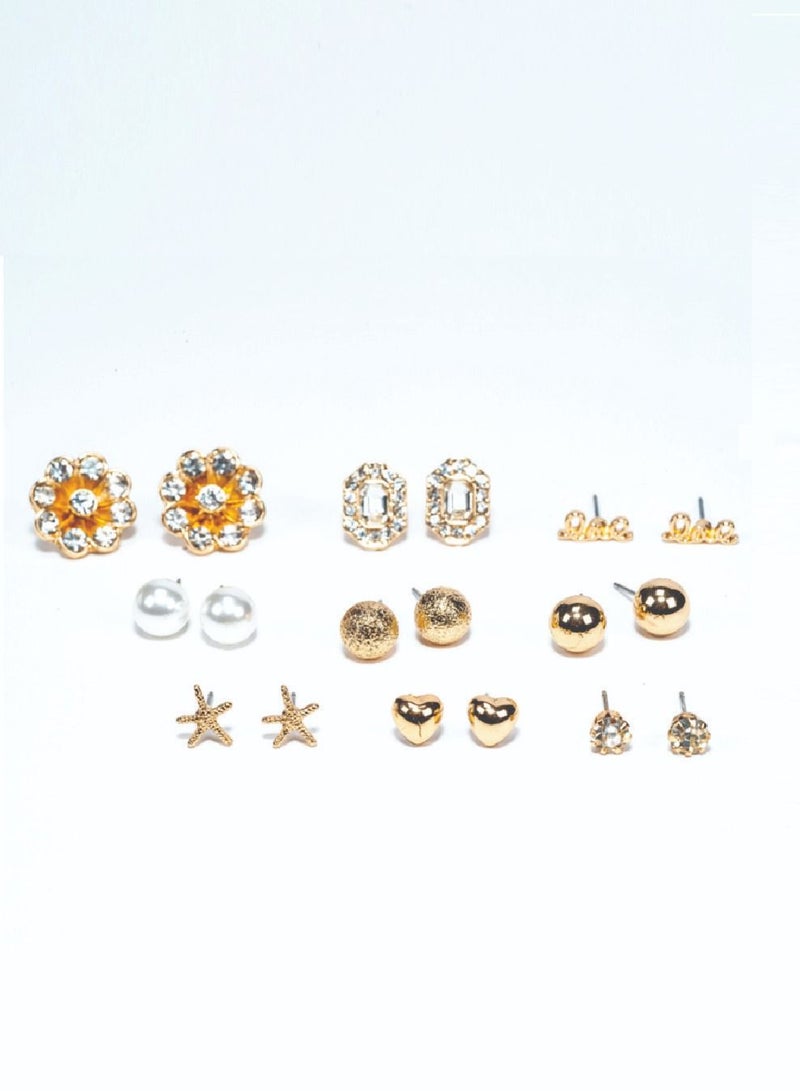 AMICA Mix & Match Stud Earrings Set of 9 - Image 1