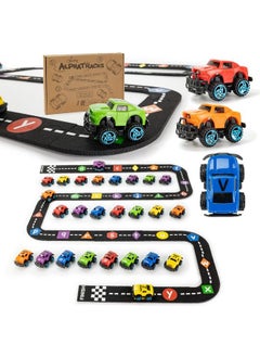 Alphatracks Alphabet Race Car Track 41Piece Set With Flexible Felt Racing Tracks Abc Montessori Toys Preschool Activities Includes Letters & Numbers For Kids Recognition Skills Includes Ebook