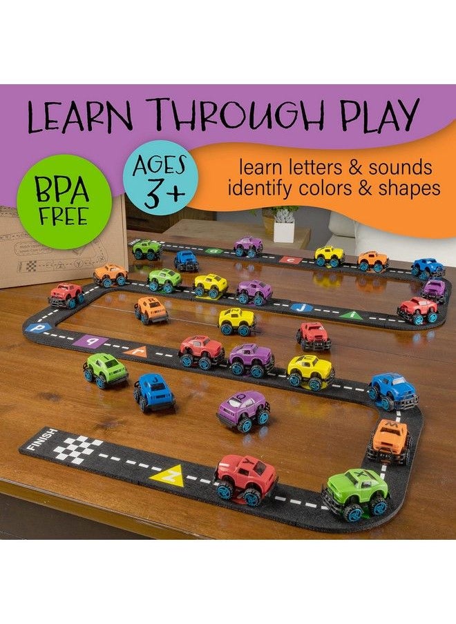 Skoolzy - Alphatracks Alphabet Race Car Track 41Piece Set With Flexible Felt Racing Tracks Abc Montessori Toys Preschool Activities Includes Letters & Numbers For Kids Recognition Skills Includes Ebook - Image 1