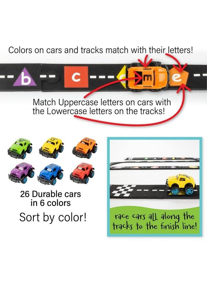 Skoolzy - Alphatracks Alphabet Race Car Track 41Piece Set With Flexible Felt Racing Tracks Abc Montessori Toys Preschool Activities Includes Letters & Numbers For Kids Recognition Skills Includes Ebook - Image 1