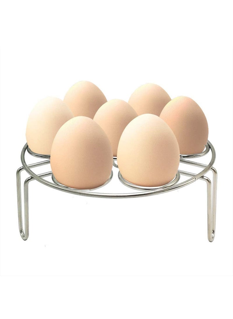 IQS ENTERPRISE Steamer Rack Egg Holder Egg Tray Dispenser Container Eggs Display Tray Egg Steam Rack Stand Cooking Food Holder Steaming Basket Rack for Pressure Cooker Heatproof Stackable 7 Holes Stand  - Image 1