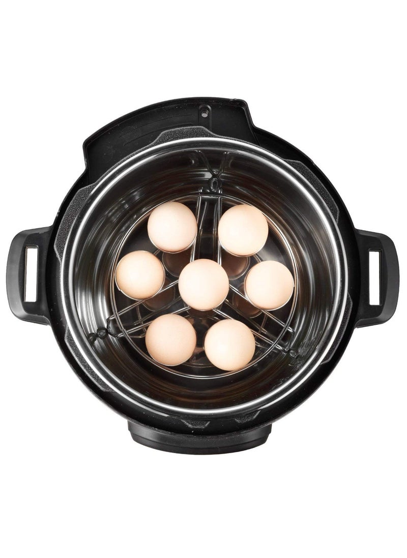 IQS ENTERPRISE Steamer Rack Egg Holder Egg Tray Dispenser Container Eggs Display Tray Egg Steam Rack Stand Cooking Food Holder Steaming Basket Rack for Pressure Cooker Heatproof Stackable 7 Holes Stand  - Image 3