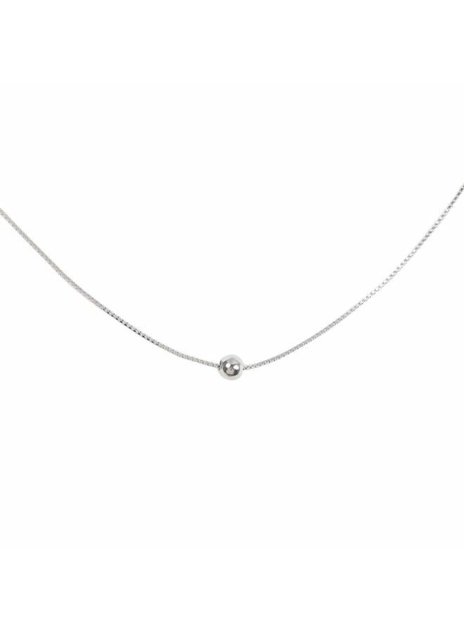 Izpack Minimalist Single Ball Chokers Necklace Sterling Silver Delicate Good Luck Bead Chain Adjustable for Women Girls Nice Gifts, 13.38 inches, Metal - Image 1