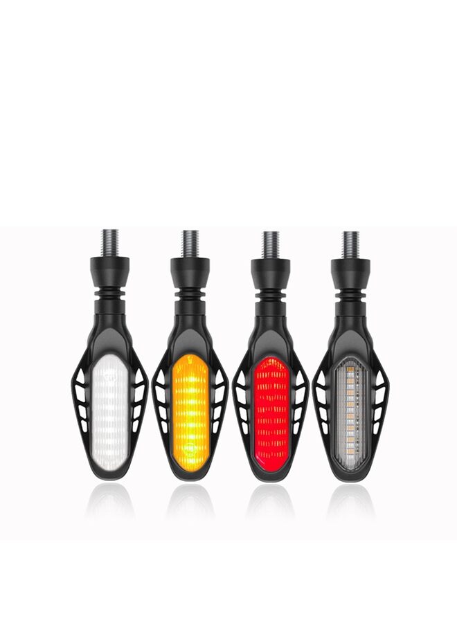 4PCS Motorcycle Indicators Flowing Turn Signal Lights Motorbike Turning Indicators Daytime Running Lights Taillights Brake Lights 12V for Motorcycle LED Amber Red White - Image 1