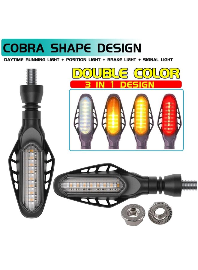 4PCS Motorcycle Indicators Flowing Turn Signal Lights Motorbike Turning Indicators Daytime Running Lights Taillights Brake Lights 12V for Motorcycle LED Amber Red White - Image 2