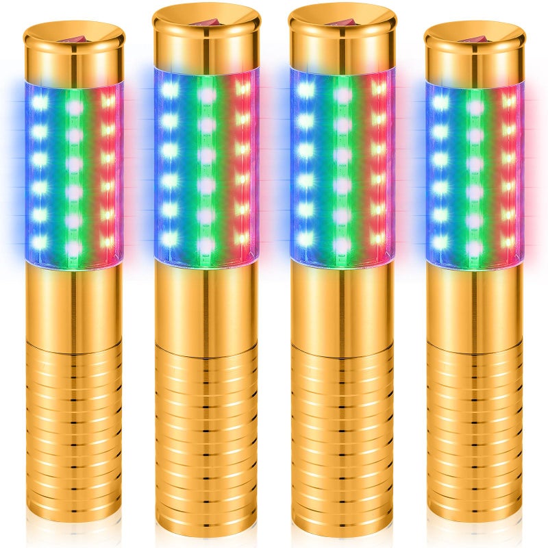 Civaner 4 Pcs Upgrade Bottle Service Lights LED Strobe Baton Bottle Girl Lights Rechargeable Handheld Flashing Club Signs for Birthday Wedding Party Gold Colorful Light - Image 2