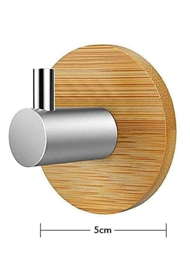 4 Pcs Self-Adhesive Wooden Hooks – Heavy-Duty Wall Hooks for Robe, Towel, Coat, and Keys - Image 5