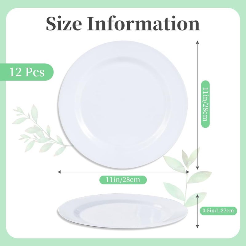 Lechoo White Melamine Dinner Plates 10inch 12pcs Plates Dishes Set Camper RV Breakresistant and Lightweight for Everyday UseWhite  - Image 2