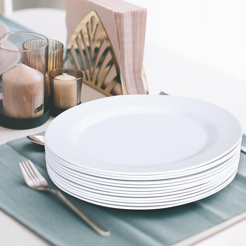 Lechoo White Melamine Dinner Plates 10inch 12pcs Plates Dishes Set Camper RV Breakresistant and Lightweight for Everyday UseWhite  - Image 4