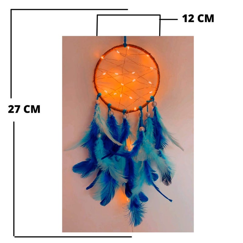 ROOH Dream Catcher~ Sparkle Light with Batter Operated LED Lights ~ Handmade Hangings for Positivity ( Can be Used as Home Decor, Gift, Wall Hangings, Meditation Room, Yoga Temple, Wind Chime & Feather Car Hanging ) - Image 1