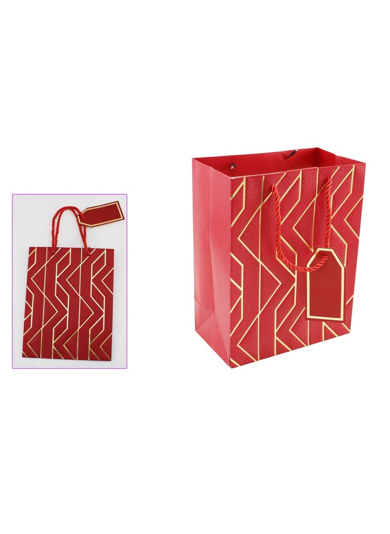 PARTY FUN Paper Gift Bag 18x10x23cm Perfect for Birthday, Wedding, Anniversary, and Special Occasions Red Color  - Image 2