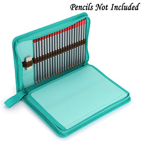 BTSKY® Portable Canvas Zippered Colored Pencil Case-Super Large Capacity 72 Slot Pencil Bag Pouch for Watercolor Pencils (Blue) - Image 4