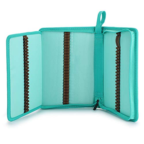 BTSKY® Portable Canvas Zippered Colored Pencil Case-Super Large Capacity 72 Slot Pencil Bag Pouch for Watercolor Pencils (Blue) - Image 2