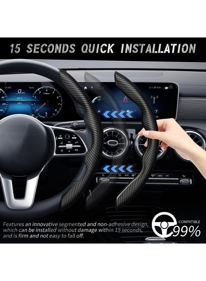 Generic New Carbon Fiber Texture Steering Wheel Cover for Women&Man,Safe and Non Slip Car Accessory,Universal Fit 99% Car Wheel Protector (Black) - Image 3
