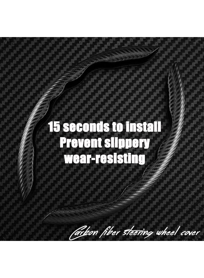 Generic New Carbon Fiber Texture Steering Wheel Cover for Women&Man,Safe and Non Slip Car Accessory,Universal Fit 99% Car Wheel Protector (Black) - Image 5