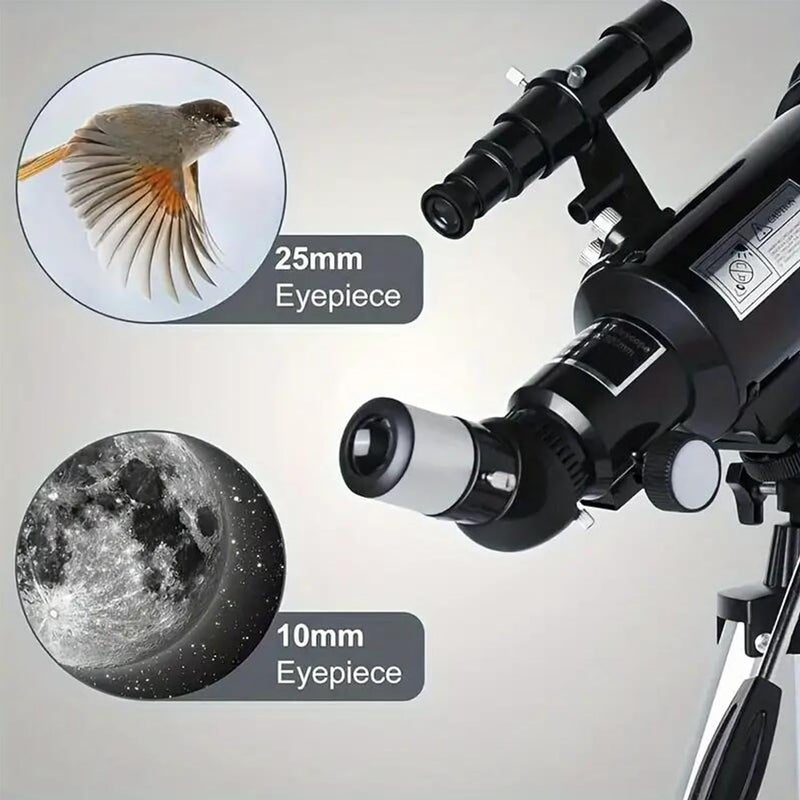 Mijiao Telescope for Adults, 70mm Aperture 400mm Travel Telescopes with Finder Scope Adjustable Tripod Phone Adapter Backpack Portable Refractor Telescope Kits for Astronomy Beginners, Kids (Black) - Image 3