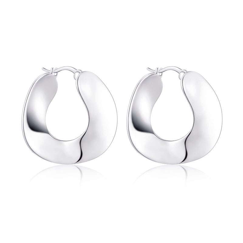 KesaPlan 925 Sterling Silver Earrings Silver Hoop Earrings for Women Small Huggie Hoops, Lightweight Chunky Hoops, Hypoallergenic Nickel-Free Elegant Everyday Jewelry, Dainty Silver Earrings for Gifts - Image 1