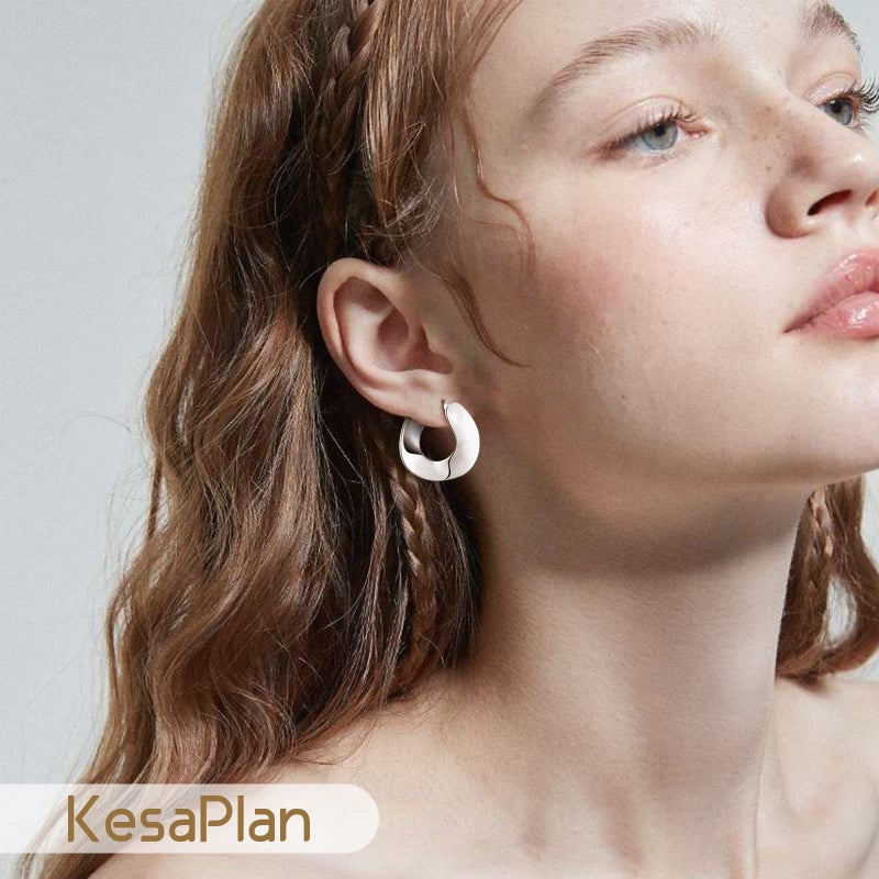 KesaPlan 925 Sterling Silver Earrings Silver Hoop Earrings for Women Small Huggie Hoops, Lightweight Chunky Hoops, Hypoallergenic Nickel-Free Elegant Everyday Jewelry, Dainty Silver Earrings for Gifts - Image 5