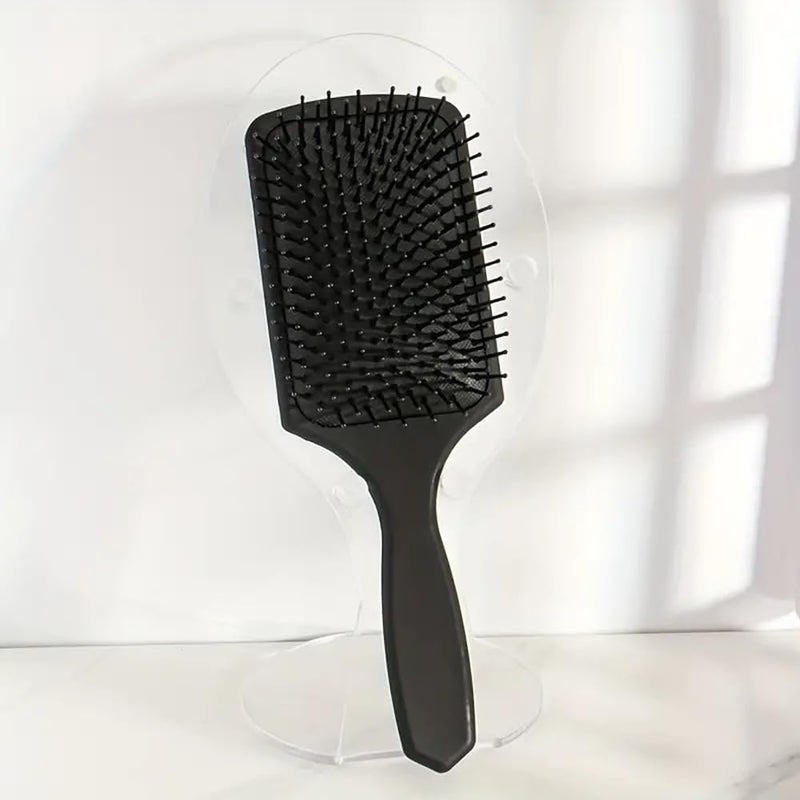 GITGRNTHProfessional Paddle Hair Brush for Women and Men – Soft Nylon Bristles with Natural Rubber Cushion for Scalp Massage, Detangling & Styling – Anti-Static, Anti-Slip ABS Handle – Ideal for All Hair Types, Wet & Dry (Black) - Image 1