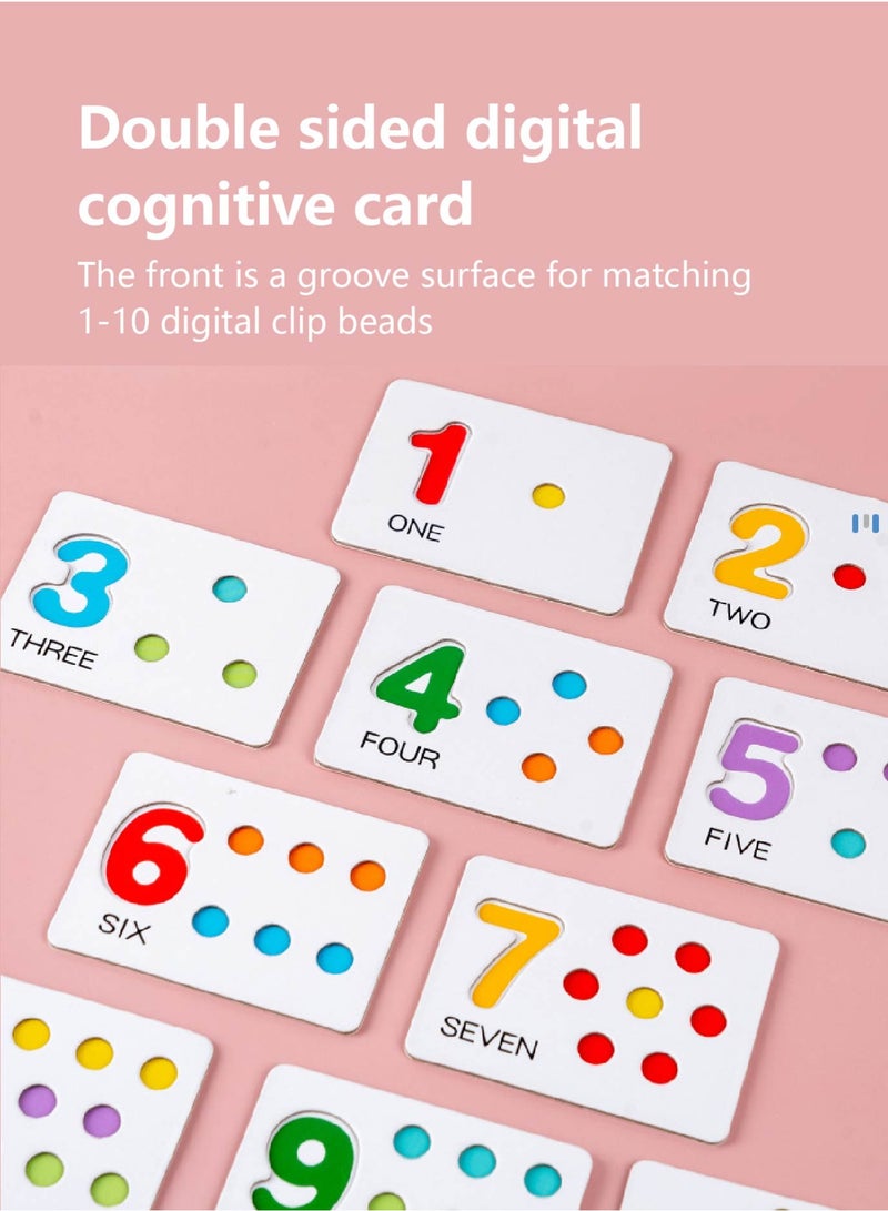 Montessori Math Toy - Wooden Bead Sorting Set with Tongs & Number Cards, Fine Motor Skills Activity for Toddlers - Image 2