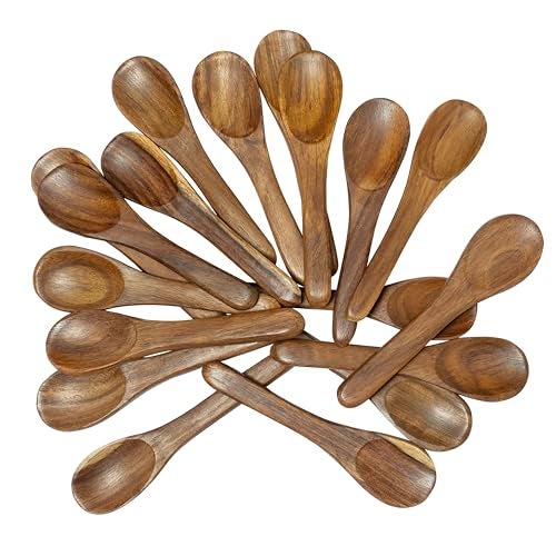Bmado Traditional Wooden Spoons [Set of 18, 4.5 Inch] – Durable Small Wooden Spoons for Tea, Coffee, Ice Cream, Sugar, Condiments & Spices | Handcrafted Indian, Reusable Kitchen Tools - Image 1
