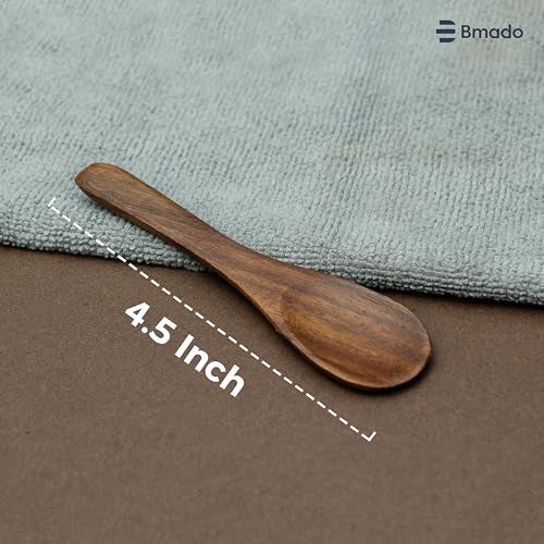 Bmado Traditional Wooden Spoons [Set of 18, 4.5 Inch] – Durable Small Wooden Spoons for Tea, Coffee, Ice Cream, Sugar, Condiments & Spices | Handcrafted Indian, Reusable Kitchen Tools - Image 3