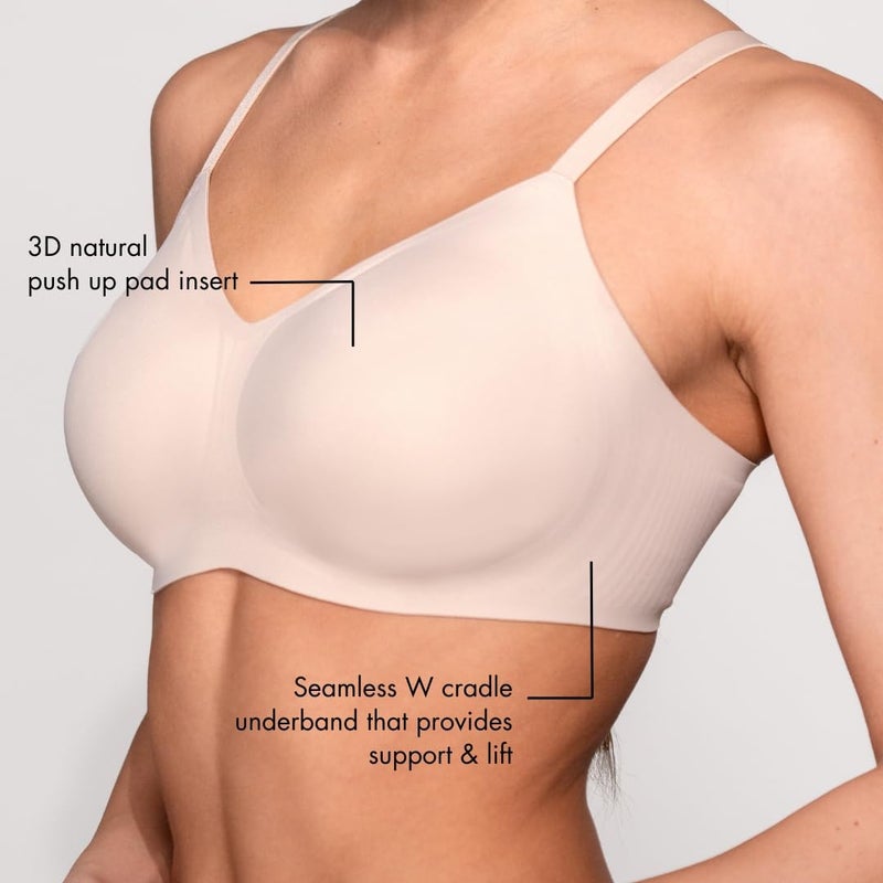 Floatley to The T-Shirt Wireless Push Up Lift Bra for Women, Soft Silky Everyday Comfort Bra with Removable Pads - Image 4