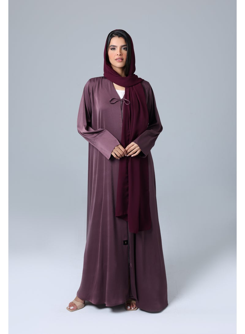 اكسا عباية مفتوحة مربوطة من الامام قماش لامع - Image 1