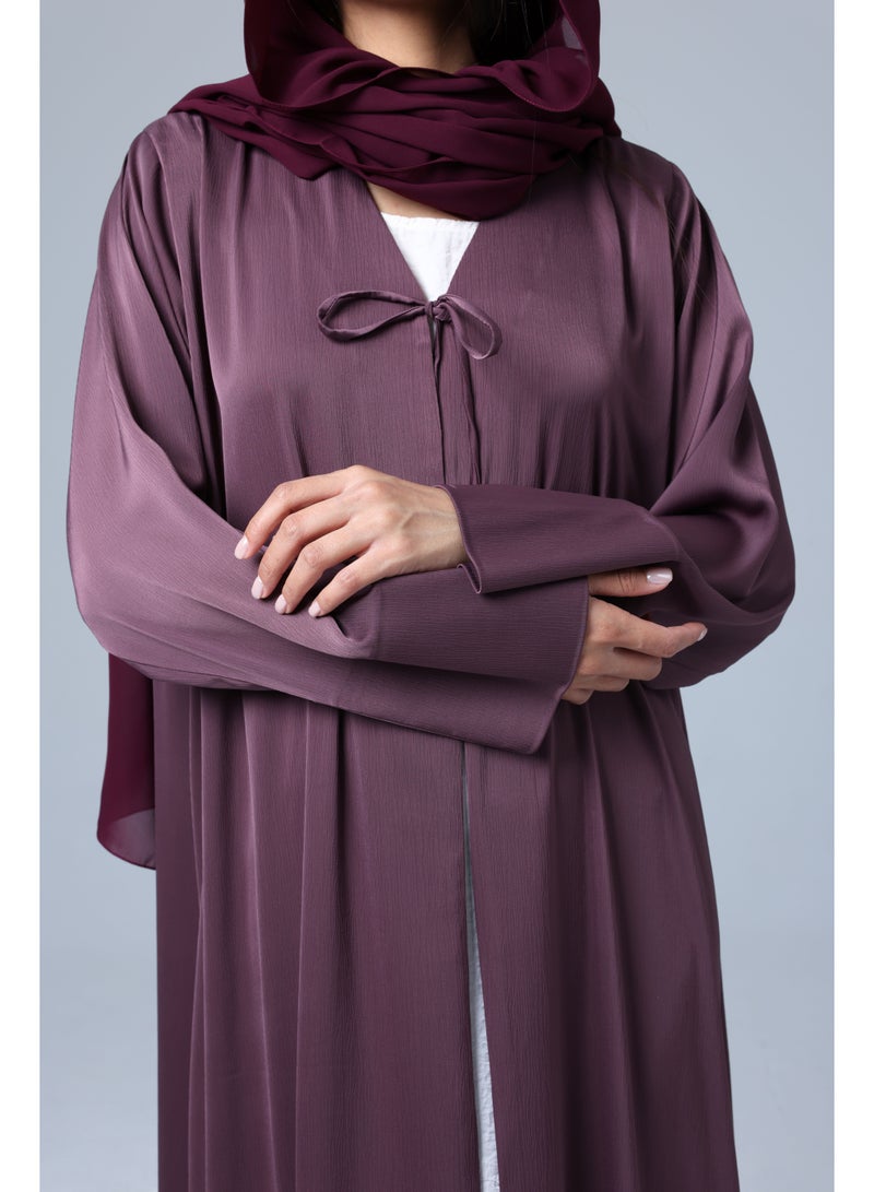 اكسا عباية مفتوحة مربوطة من الامام قماش لامع - Image 2