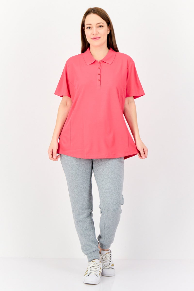 Greg Norman Women Sportswear Fit Solid Short Sleeve Training Polo Shirt, Fuchsia  - Image 2