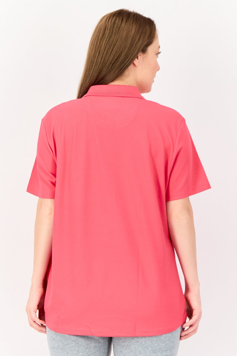 Greg Norman Women Sportswear Fit Solid Short Sleeve Training Polo Shirt, Fuchsia  - Image 3