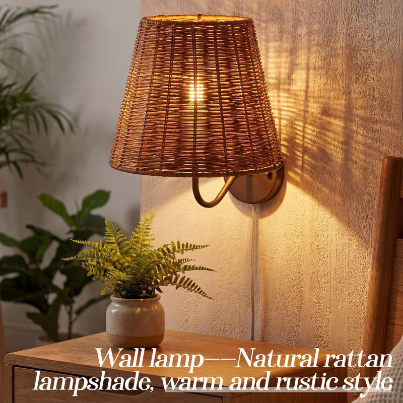 Kittmip Empire Natural Rattan Spider Lamp Shade Handwoven Indonesian Rattan, Large Woven Lampshade for Table & Floor Lamps, Boho Decor (5.9" Top Ã— 9.8" Bottom Ã— 7.9" Slant) - Image 4