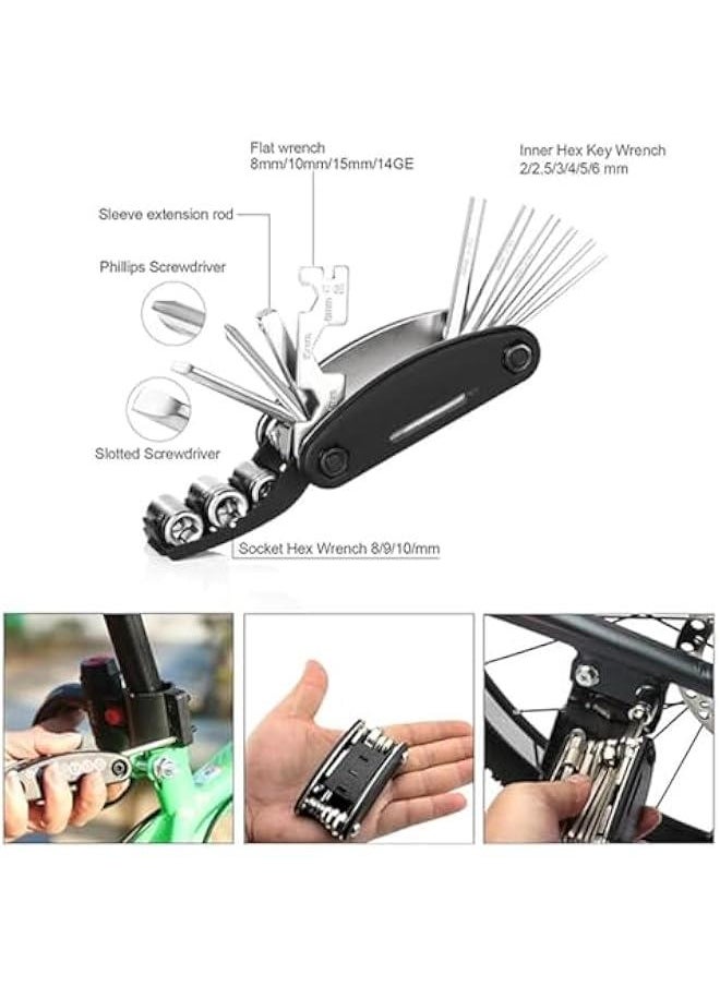 BWSJ Bike Repair Kit Mini Pump Bicycle Multi Tool with Handy Bag Included Glueless Tire Tube Patches Tire Levers Practical  for Family Friends  - Image 2