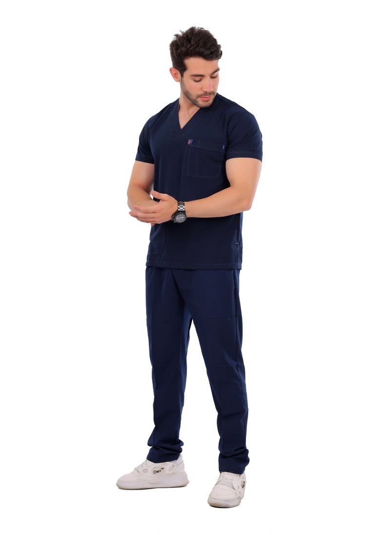 APEX Classic Scrub 1/2 Sleeve Male Dark Blue MIX C  - Image 2