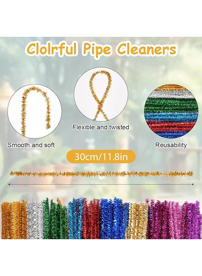 Lemon 100 PCS Pipe Cleaners for Craft, 30cm Glitter 10 Color Crafting Pipe Cleaners, Fuzzy Sticks Craft Supplies, Chenille Stems for DIY, Arts & Crafts for Creative Handmade DIY Decorations - Image 5