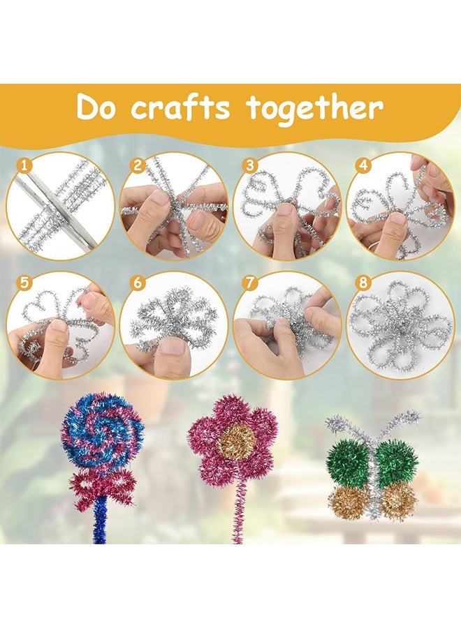 Lemon 100 PCS Pipe Cleaners for Craft, 30cm Glitter 10 Color Crafting Pipe Cleaners, Fuzzy Sticks Craft Supplies, Chenille Stems for DIY, Arts & Crafts for Creative Handmade DIY Decorations - Image 4