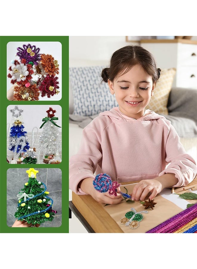 Lemon 100 PCS Pipe Cleaners for Craft, 30cm Glitter 10 Color Crafting Pipe Cleaners, Fuzzy Sticks Craft Supplies, Chenille Stems for DIY, Arts & Crafts for Creative Handmade DIY Decorations - Image 2