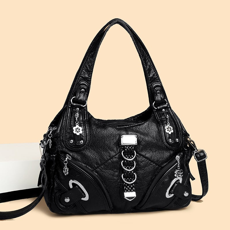 Women's Retro Large Capacity Tote Shoulder Bag Crossbody Handbag - Image 4