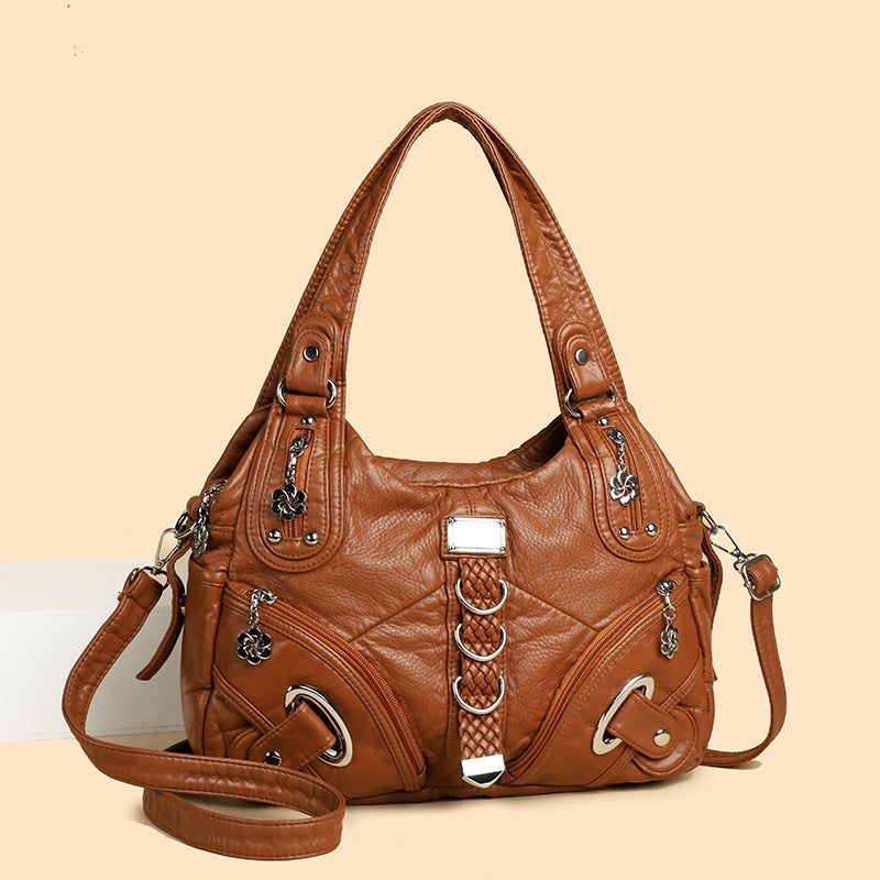Women's Retro Large Capacity Tote Shoulder Bag Crossbody Handbag - Image 2