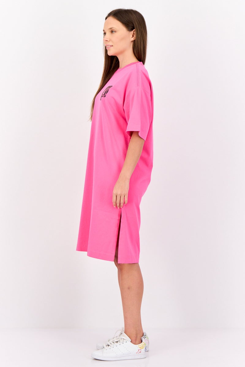 ESPRIT Women Graphic Print Midi T-shirt Dress, Dark Pink - Image 3