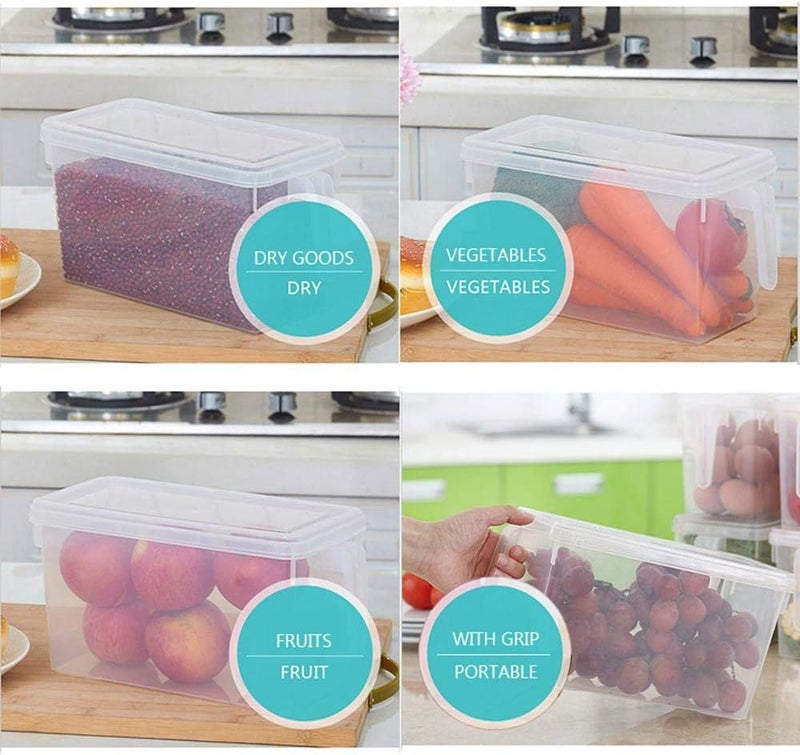 Volwco Food Storage Boxes With Lids Freezer Safe 3 Pcs 4.7L Large Plastic Kitchen Refrigerator Stackable Food Fruit Storage Containers With Handle - Image 4