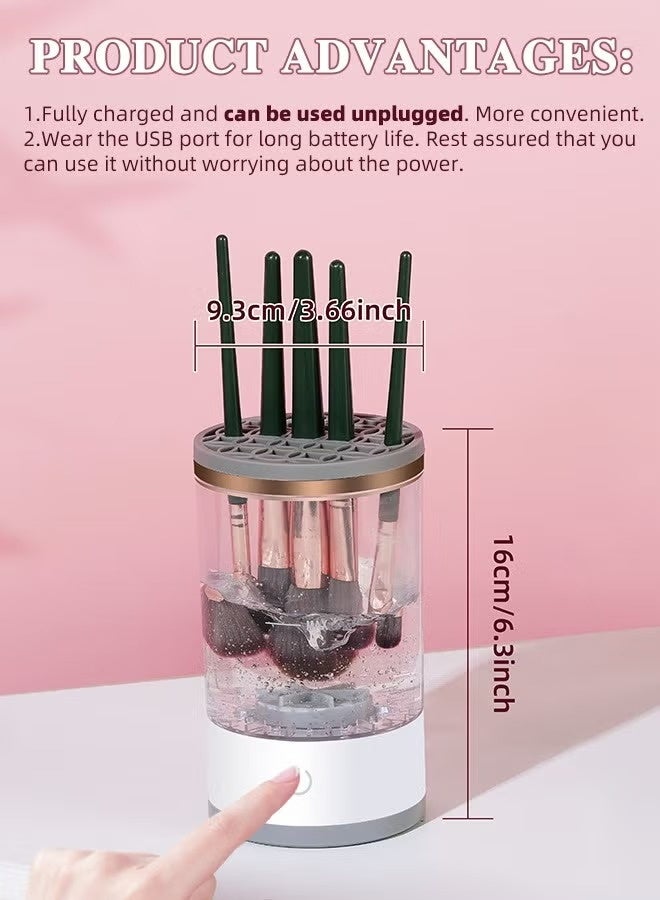 Makeup Brush Cleaner, Electric Automatic Rotating Cosmetic Brush Cleaner, Portable Makeup Suitable for Use of the Size of the Makeup Brush - Image 2