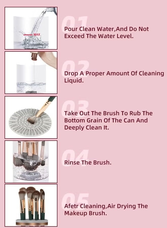 Makeup Brush Cleaner, Electric Automatic Rotating Cosmetic Brush Cleaner, Portable Makeup Suitable for Use of the Size of the Makeup Brush - Image 5